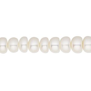 Pearl, White Lotus™, cultured freshwater (bleached), white, 7.5-8mm button, A- grade, Mohs hardness 2-1/2 to 4. Sold per 15-1/2" to 16" strand.