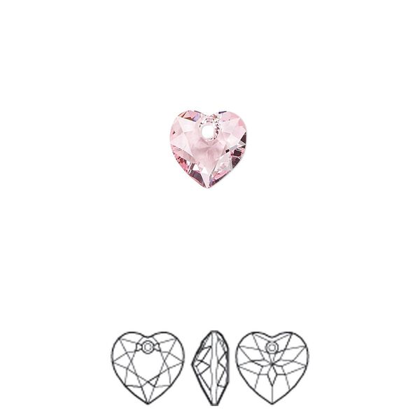 Drop 72pk light rose, Swarovski® 8mm pendant heart cut 6432 image number 0