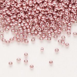Seed bead, Miyuki, glass, pkg/25g, #11 rocaille, opaque galvanized pink blush, (RR-1067).