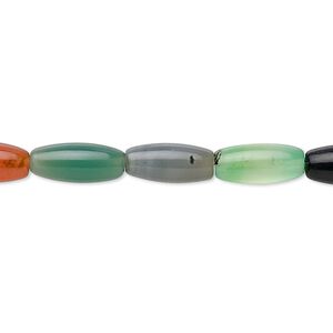 Agate 1pkg1, oval bead 15.5-16 inch 12x5mm