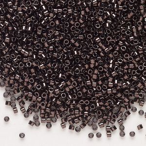 Seed bead, Delica®, glass, pkg/7.5g, #11 round, opaque metallic French plum (DB-1991).