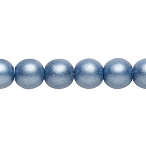 Bead, Czech glass druk, opaque satin blue, 10mm round. Sold per 15-1/2" to 16" strand.