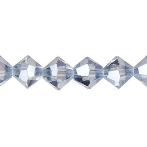 Bead 48pk translucent crystal silver night, Celestial Crystal® 10mm bicone
