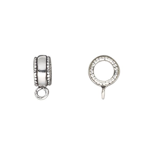 Bead, antiqued sterling silver, 9x4.5mm rondelle with beaded edge and closed loop. Sold individually. image number 0