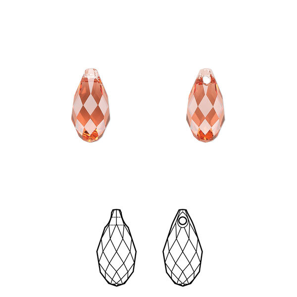 Briolette 144pk padparadscha, Swarovski® 11x5.5mm pendant drop 6010 image number 0