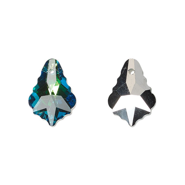 Drop, glass, opaque clear Bermuda green, 16x11mm baroque. Sold per pkg of 10. image number 0