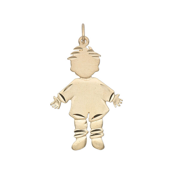 Charm, 14Kt gold, 26x18mm engraveable boy. Sold individually. image number 0