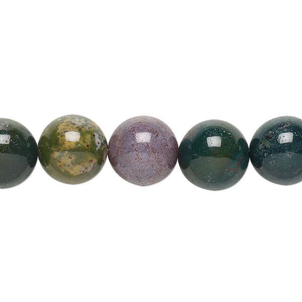 Bead, Indian bloodstone (natural), 10mm round, B grade, Mohs hardness 6-1/2 to 7. Sold per 15-1/2" to 16" strand. image number 0