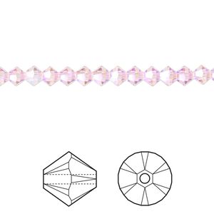Bead 144pk light rose AB 2X, Crystal Passions® 4mm bicone 5328