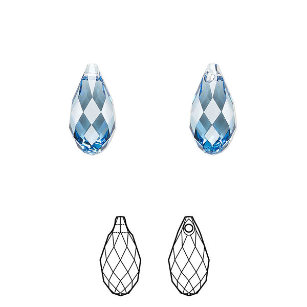 Briolette 2pk cool blue, Crystal Passions® Regenerated 13x6.5mm pendant drop 6010 image number 0
