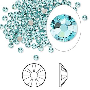Flat back 144pk light turquoise foil back, Crystal Passions® 2.5-2.7mm rose round SS9 2058