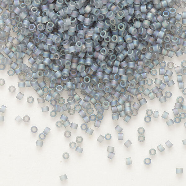Seed bead, Delica®, glass, pkg/7.5g, #11 round, translucent matte rainbow grey (DB-0863). image number 0