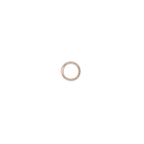 Jump ring, copper-plated brass, 6mm soldered round, 4.5mm inside diameter, 20 gauge. Sold per pkg of 100. image number 0
