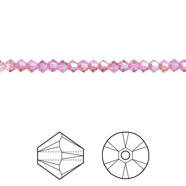 Bead 1440pk rose shimmer 2X, Swarovski® 3mm XILION bicone 5328 image number 0