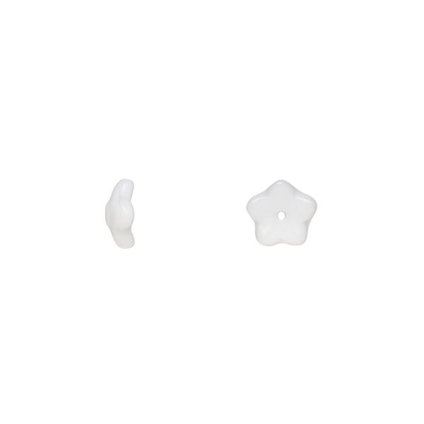 Bead cap, Czech pressed glass, opaque white, 7x3mm flower, fits 5-7mm bead. Sold per pkg of 50. image number 0