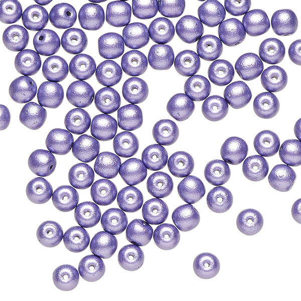 Bead 1pkg100, Czech glass druk, opaque satin purple, 4mm round. image number 0