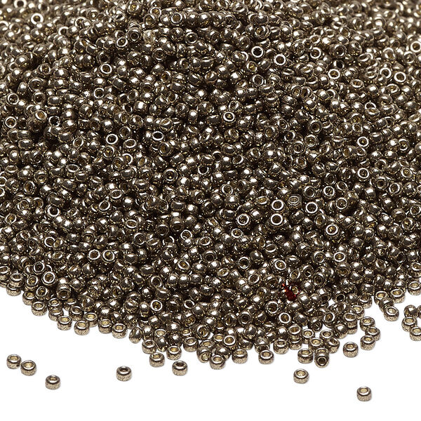 Seed bead, Miyuki, glass, pkg/35g, #15 rocaille, Duracoat® opaque galvanized pewter, (RR-4222). image number 0