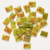 Bead, millefiori glass 1pkg2oz, translucent yellow-orange and multicolored, 18x13mm puffed rectangle. image number 0