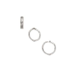 Loop Lock™, antique silver-plated brass, 8mm hammered round. Sold per pkg of 4.