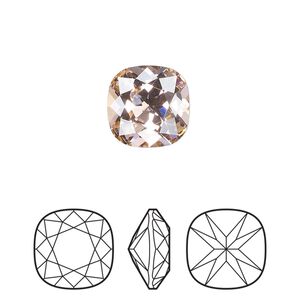 Fancy stone 144pk vintage rose foil back, Preciosa MAXIMA Czech crystal rhinestone 12mm cushion square