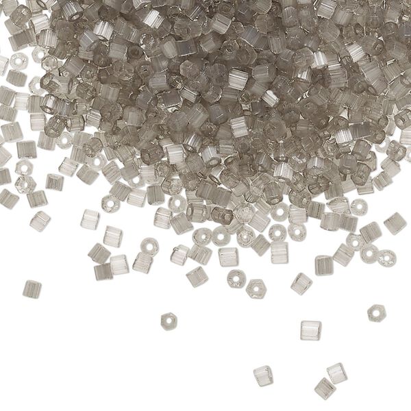 Seed bead, Preciosa Ornela Czech glass, pkg/500g, #11 2-cut hex, translucent solgel dyed satin grey, (05141). image number 0