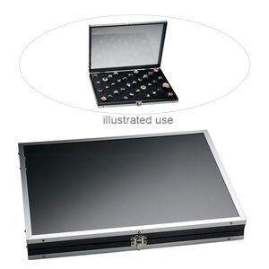 Display case, aluminum / acrylic / glass, black, 14 x 10-1/4 x 1-3/4 inches. Sold individually.