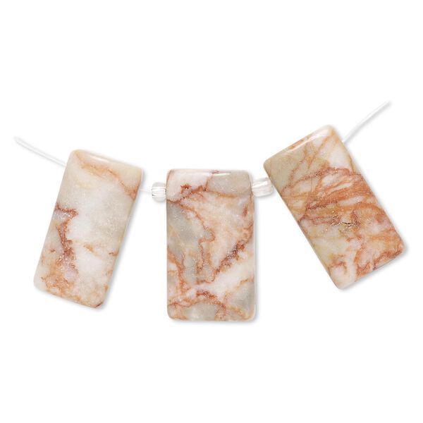 Redline marble 1pkg3, puffed flat back rectangle drop natural C grade, 29x16mm-30x18mm / 35x16mm-35x18mm image number 0
