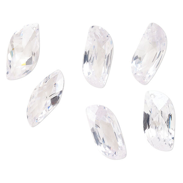Drop cubic zirconia 6pk 20x10mm faceted curve, translucent blue shade image number 0
