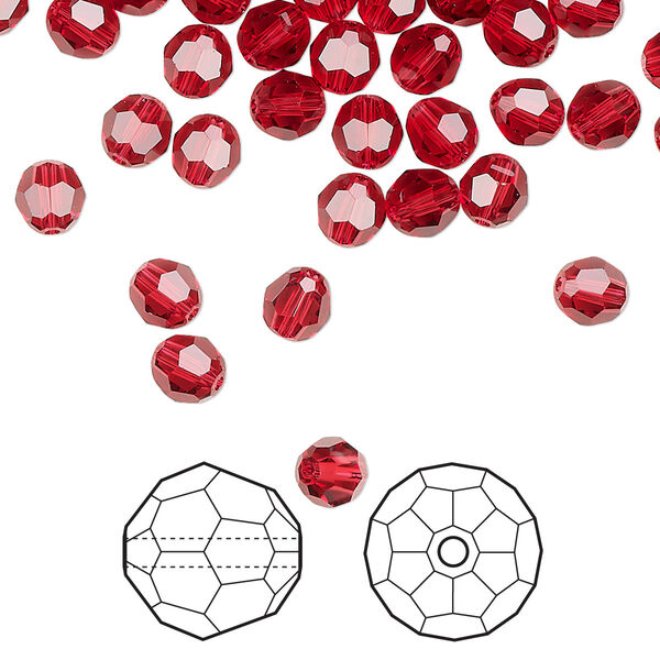 Bead 144pk scarlet, Crystal Passions® 5mm round 5000 image number 0