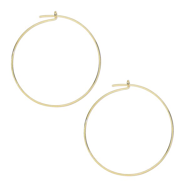 Hoop, gold-plated brass, 25mm round, 24 gauge. Sold per pkg of 5 pairs. image number 0