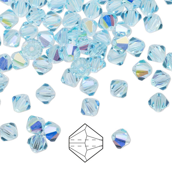 Bead 576pk aqua bohemica AB, Preciosa Czech crystal 5mm bicone image number 0
