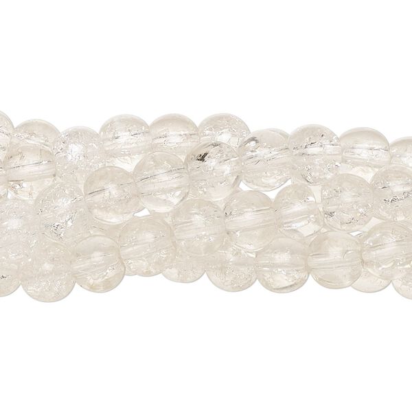 Bead, crackle glass, clear, 5-6mm round. Sold per five 15" to 16" strands. image number 0