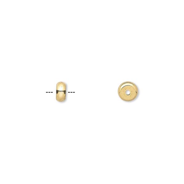Bead, gold-plated brass, 5x2mm heishi. Sold per pkg of 100. image number 0