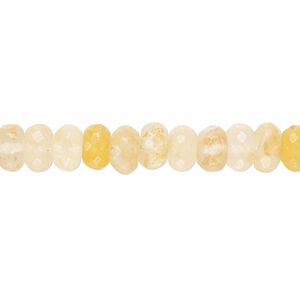 Yellow iron quartz 1pkg1, hand-cut faceted rondelle bead natural 14 inch 6x4mm-7x5mm