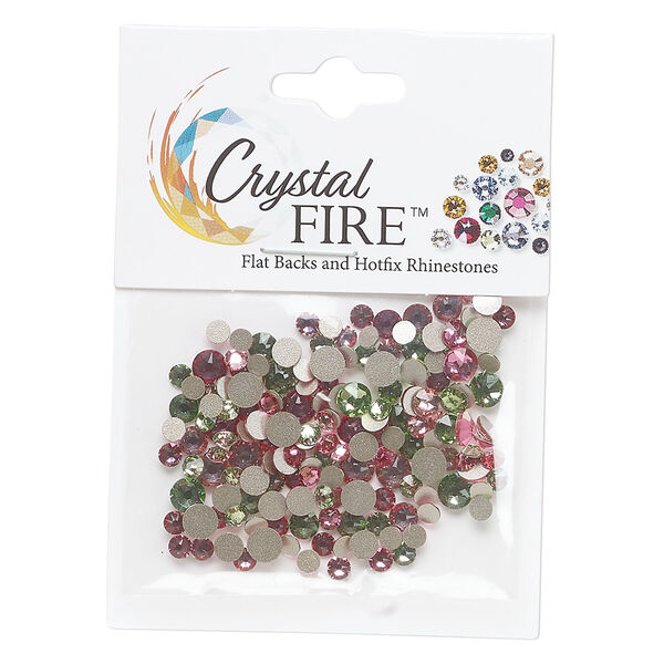Flat back mix 1pkg144 peridot and rose, Crystal FIRE&reg;, 3-4.80mm round SS12 / SS16 / SS20 image number 0