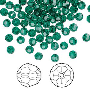 Bead 144pk emerald, Crystal Passions® 4mm round 5000