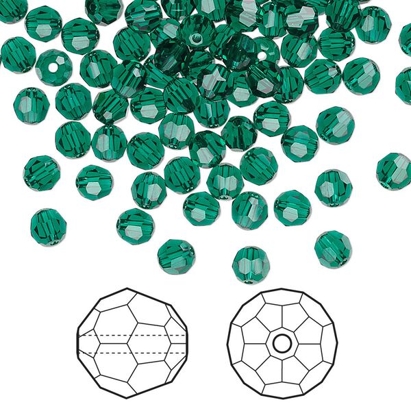 Bead 144pk emerald, Crystal Passions® 4mm round 5000 image number 0