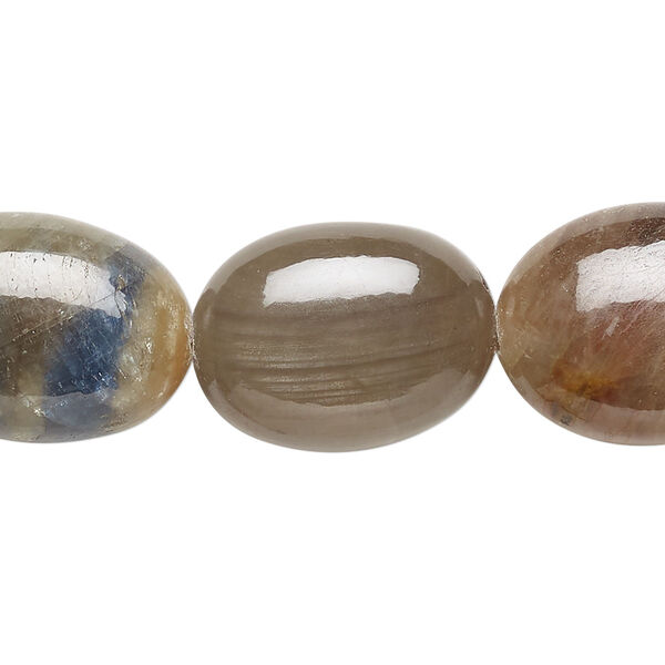 Bead, golden sheen sapphire (natural), 19x14mm-22x17mm hand-cut puffed oval, B grade, Mohs hardness 9. Sold per approximately 10 beads. image number 0