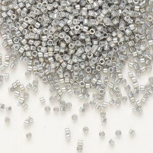 Seed bead, Delica®, glass, pkg/250g, #11 round, opaque rainbow gold luster grey (DB-0251).