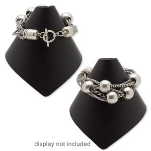 Bracelet, multi-strand, antique silver-plated steel and "pewter" (zinc-based alloy), 6-1/2 inches with toggle clasp. Sold individually.