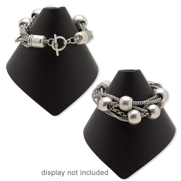 Bracelet, multi-strand, antique silver-plated steel and "pewter" (zinc-based alloy), 6-1/2 inches with toggle clasp. Sold individually. image number 0