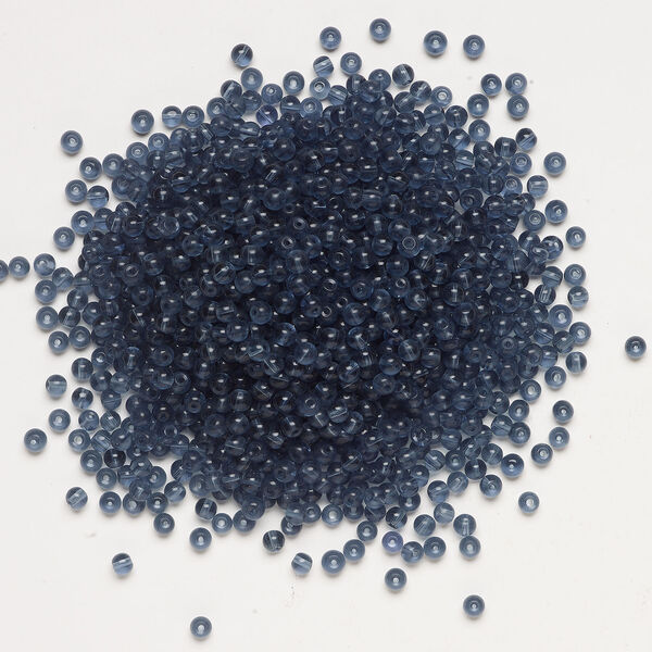 Bead, glass 1pkg4oz, translucent denim, 4mm round. image number 1