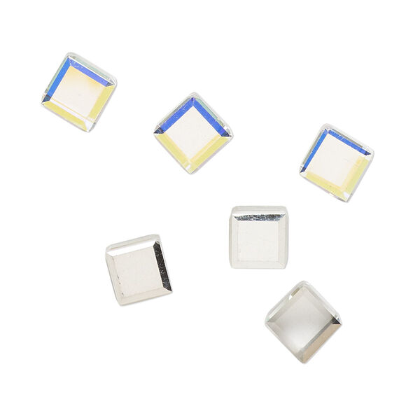 Flat back 6pk crystal AB foil back, Preciosa Czech crystal rhinestone 6mm cube image number 0