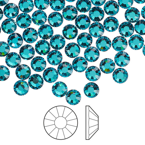 Flat back 144pk blue zircon foil back, Preciosa Viva 12® Czech crystal rhinestone 4.6-4.8mm chaton rose round SS20 image number 0