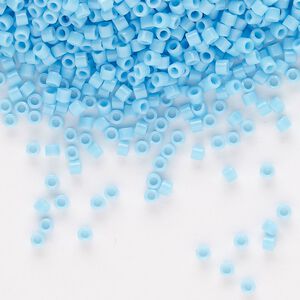 Seed bead, Delica®, glass, pkg/7.5g, #10 round, opaque turquoise blue (DBM-0725).