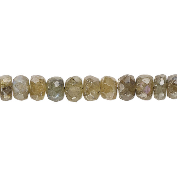 Bead, labradorite (oiled), dark, 5x4mm-6x5mm hand-cut faceted rondelle, B- grade, Mohs hardness 6 to 6-1/2. Sold per 14-inch strand, approximately 90 beads. image number 0