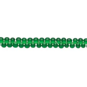 Seed bead, Miyuki, glass, pkg/10g, 3.3x2.8mm mini fringe, transparent green (DP-146).