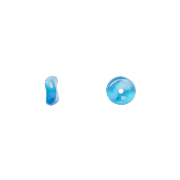 Bead, Czech pressed glass, opaque white/blue, 7x3mm rondelle. Sold per 15" to 16" strand. image number 0