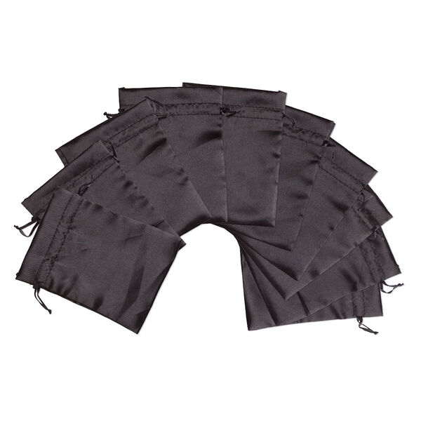 Pouch, satin, black, 6-1/4 x 4-3/4 inches with drawstring closure. Sold per pkg of 10. image number 0