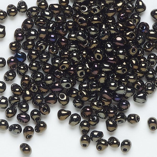 Seed bead, Miyuki, glass, pkg/10g, 4x3.4mm fringe, opaque gunmetal dark gold (DP-458). image number 0